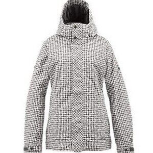 Burton Women's Gray and White Check Ski Jacket